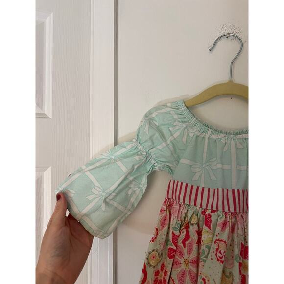 Matilda Jane Platinum Floral Mint Blue and Pink Christmas Holiday Dress - Picture 3 of 7